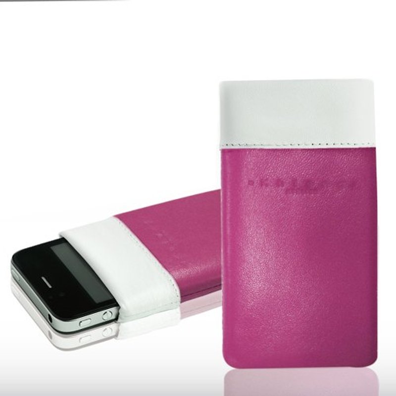 設計師精品系列 真皮雙色iPhone4/4S手機皮套（桃紅紫） - 手機殼/手機套 - 真皮 紫色
