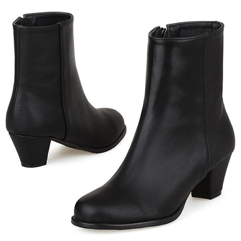 【Korean brand】SPUR Minimalism ankle boots EF8077 BLACK - รองเท้าลำลองผู้หญิง - หนังแท้ สีดำ