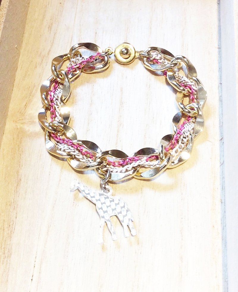 Bracelet_Forest Universe-Mirror Giraffe_Pink and White Limited - Bracelets - Other Metals White