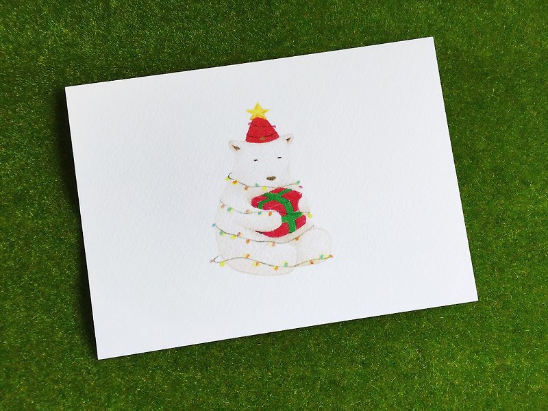 北極熊聖誕樹  聖誕明信片 - 心意卡/卡片 - 紙 紅色