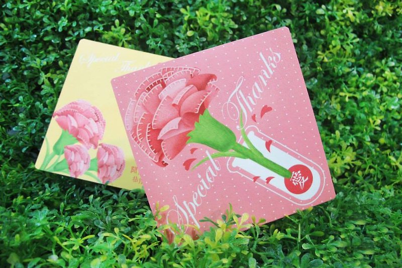 [Carnations] small square card - Cards & Postcards - Paper Pink