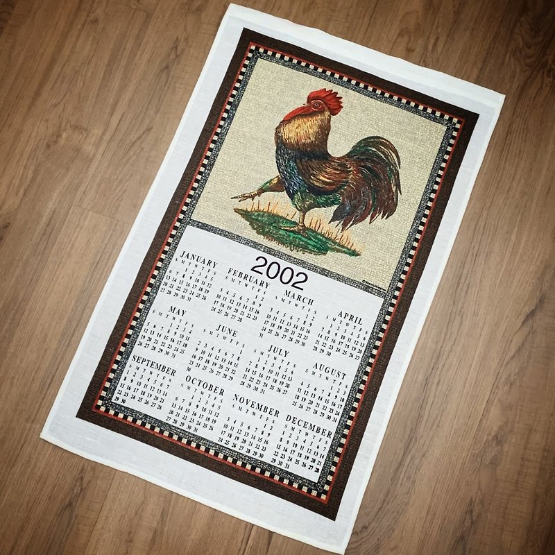 2002 Early American canvas calendar rooster - ตกแต่งผนัง - วัสดุอื่นๆ หลากหลายสี