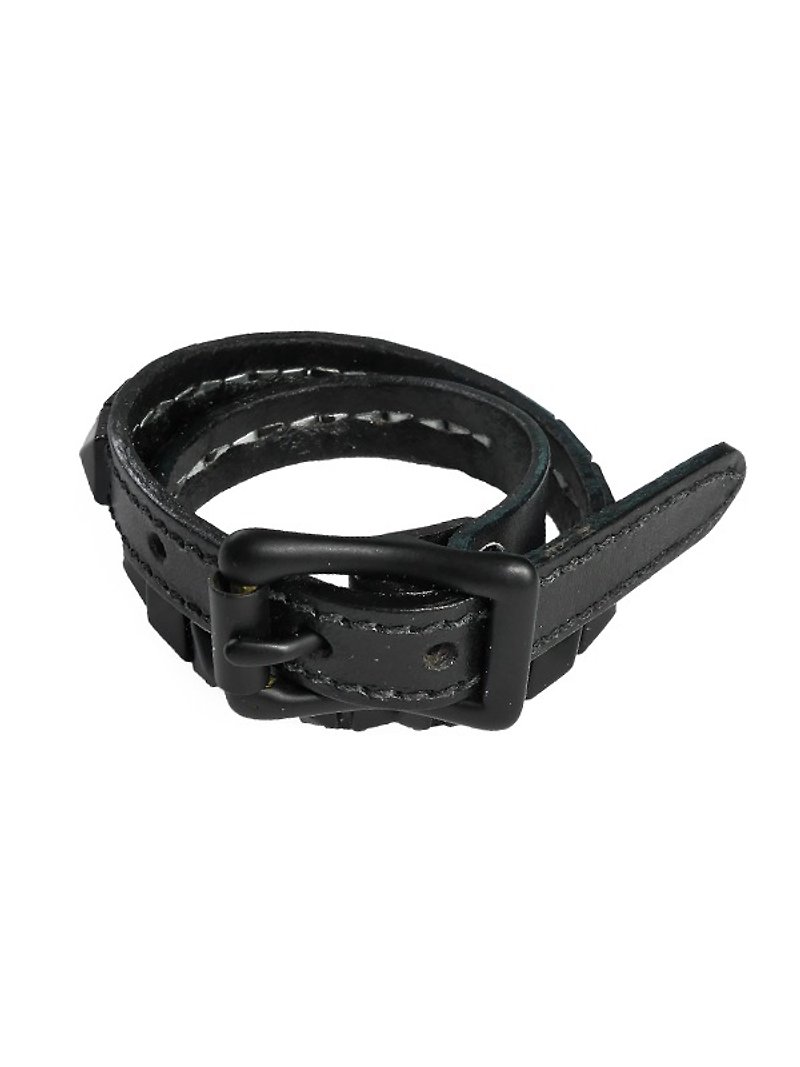 Chainloop homemade handmade small rivet double loop bracelet - Bracelets - Genuine Leather 