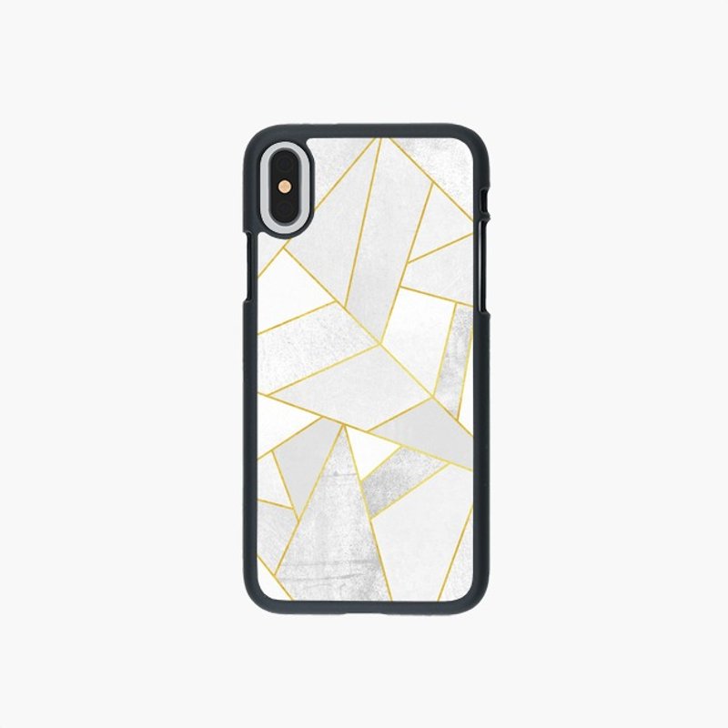 Phone Case - 手機殼 - White Stone / Gold Lines - 手機殼/手機套 - 塑膠 白色