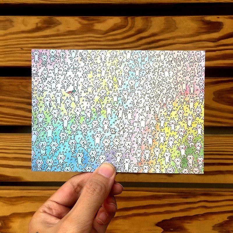 Design postcard | Rainbow Bunny - การ์ด/โปสการ์ด - กระดาษ หลากหลายสี