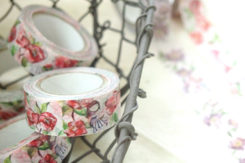 Ariselin Design 紙膠帶-紅色山茶花 - 紙膠帶/和紙/PET - 其他材質 紅色