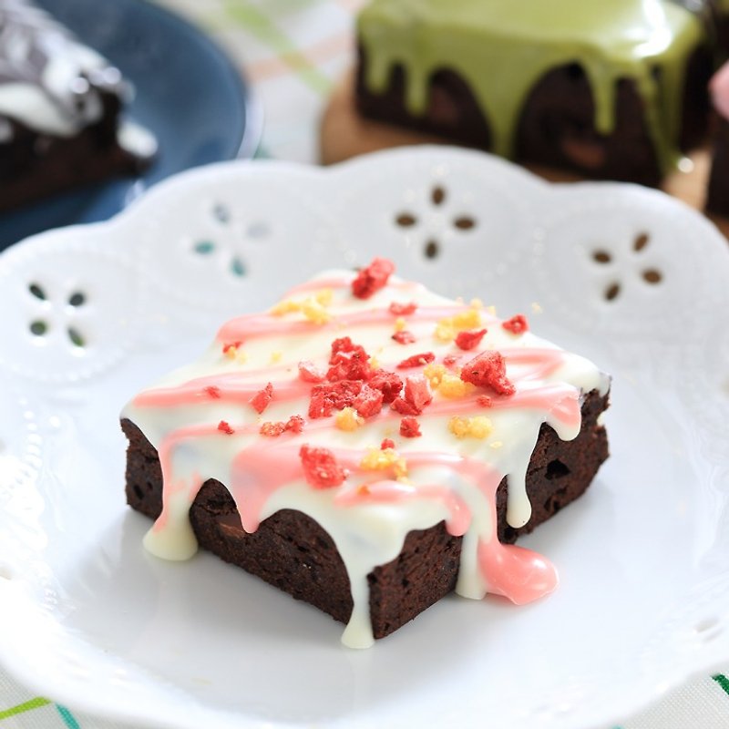 【黑熊先生巧克力布朗尼】草莓起司脆餅布朗尼 - 蛋糕/甜點 - 新鮮食材 粉紅色