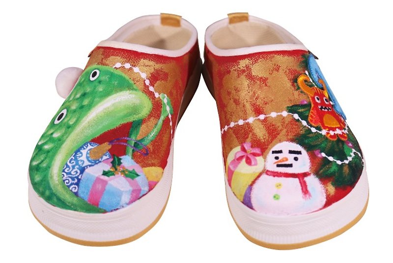 [A shut hemp painted shoes hand-painted Christmas gift Christmas gift exchange music group] - Other - Other Materials Red