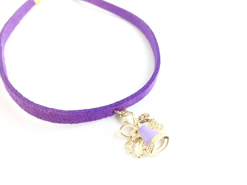 Mauve Christmas bells - Purple Necklace - สร้อยคอ - หนังแท้ สีม่วง