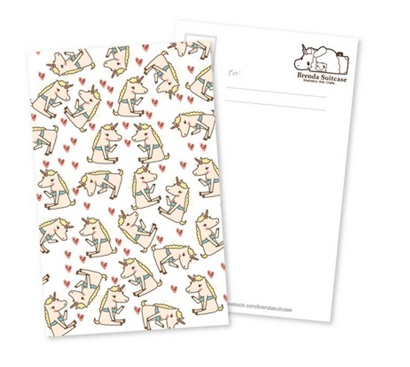 Unicorn Martha / illustration postcard - การ์ด/โปสการ์ด - กระดาษ หลากหลายสี