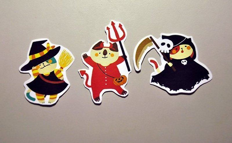 L Mr. nose / 3 medium-sized group Halloween stickers - สติกเกอร์ - กระดาษ หลากหลายสี