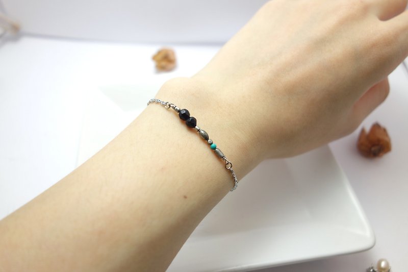 ◎ blue bracelet antique silver sand * * Stainless steel bracelet - สร้อยข้อมือ - โลหะ 