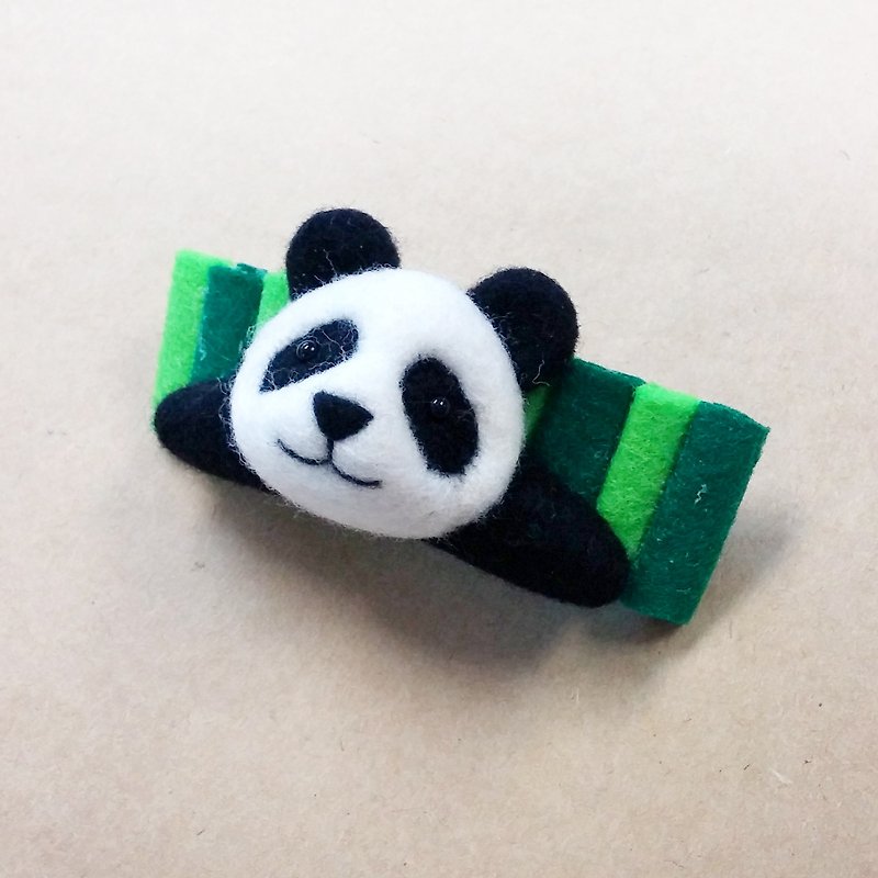 Panda in Bamboo   Wool felt, Handmade, Accessories, Wildlife Series - Hair Accessories - Wool 