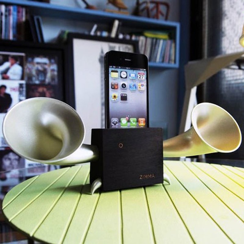 ZIMMA Desk Speaker Stand( For iPhone SE / 5s / 5 / 5c / 4s / 4 / iPod Touch 5  ) - ลำโพง - ไม้ สีเทา