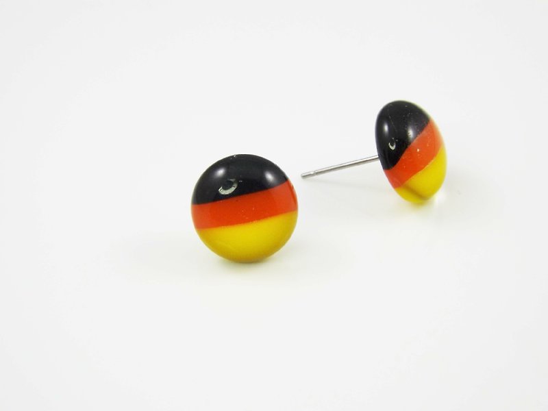 Flag Series glass earrings - Germany - ต่างหู - แก้ว สีส้ม
