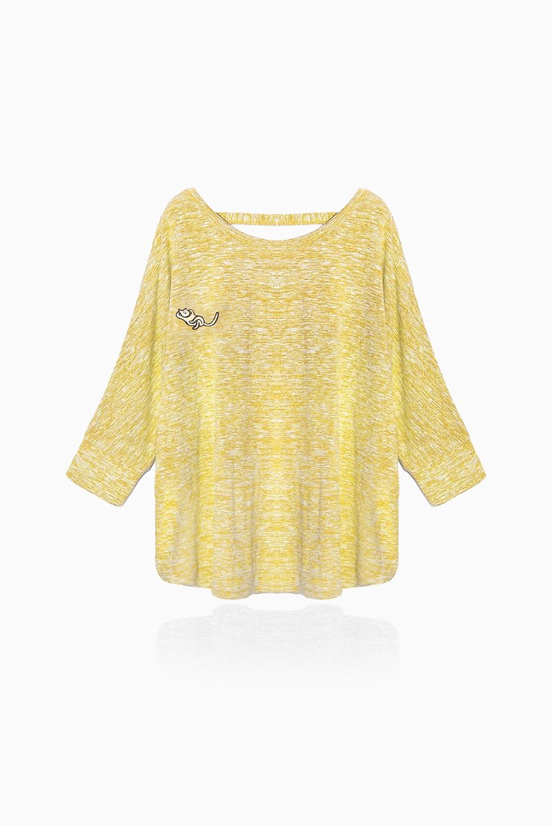 [The last thing] nothing lazy cat / sleeve knit shirt - yellow - Women's Tops - Other Materials Orange