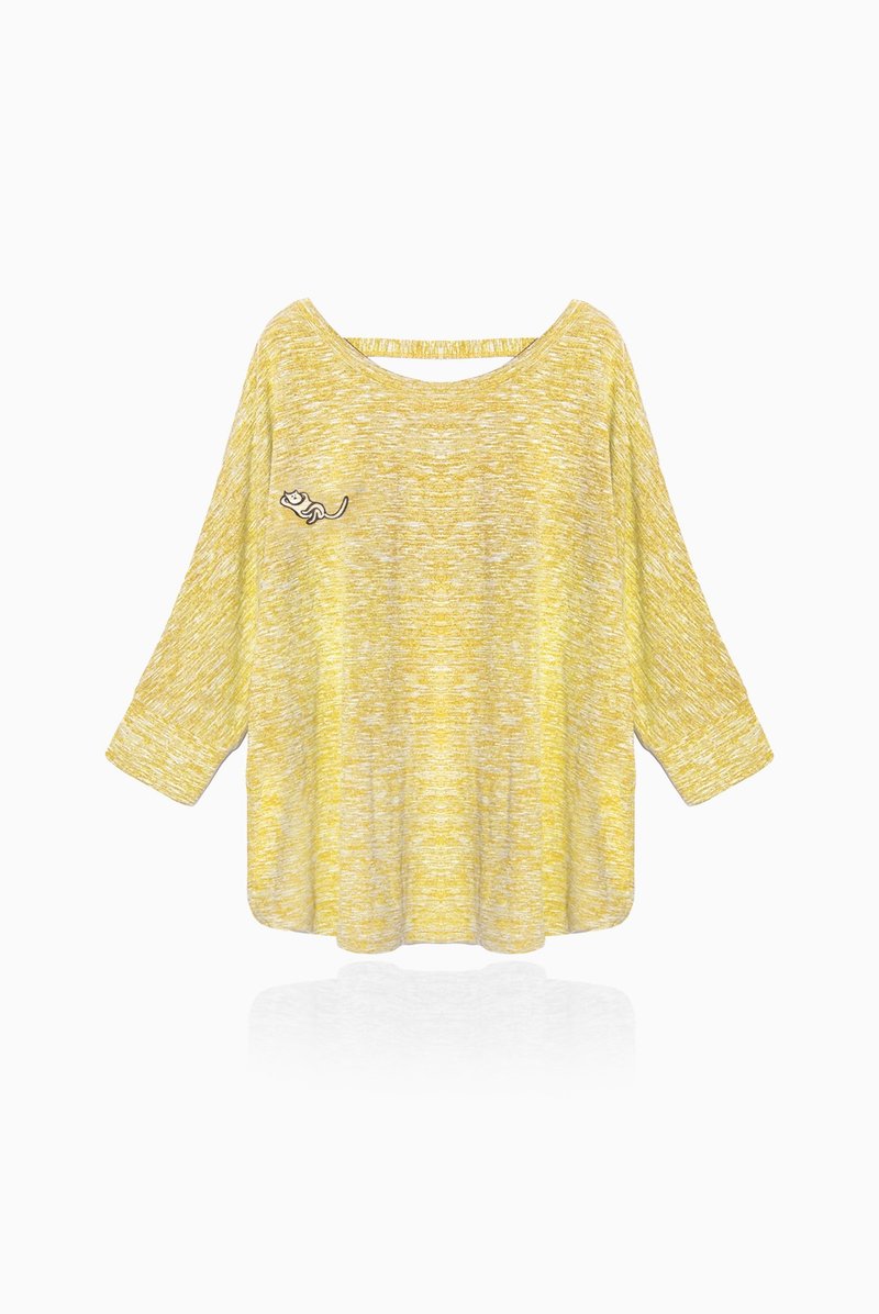 [The last thing] nothing lazy cat / sleeve knit shirt - yellow - เสื้อผู้หญิง - วัสดุอื่นๆ สีส้ม