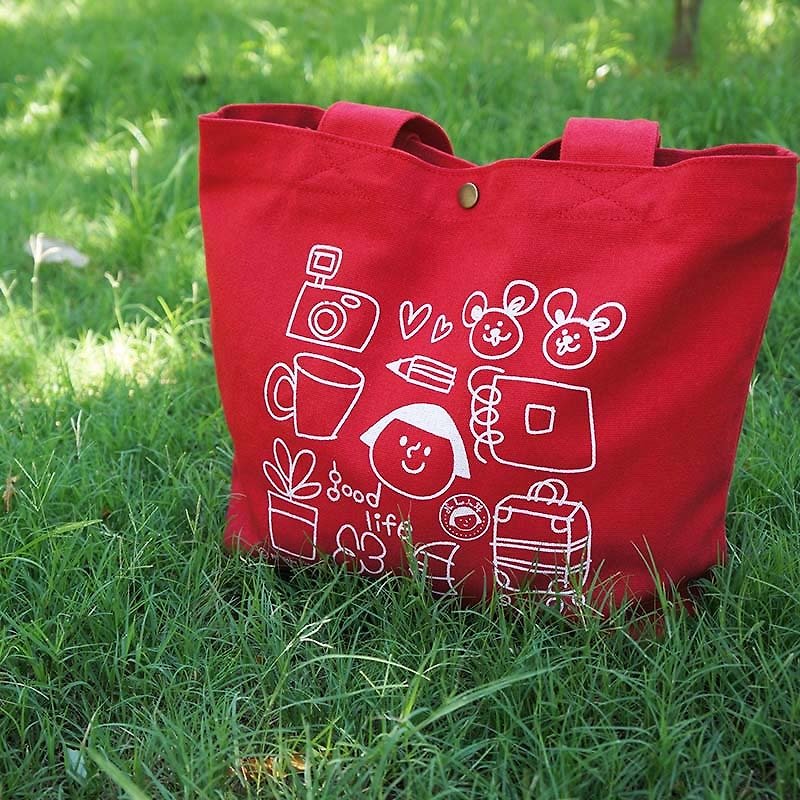 Ni Hao Im FiFi cotton sails Bu Tuote package (shoulder / hand) - Red - Messenger Bags & Sling Bags - Cotton & Hemp Red