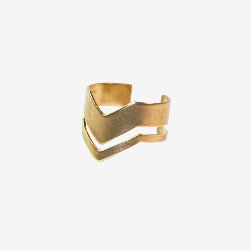 [Indigo] Boho Triangle Brass Ring - แหวนทั่วไป - โลหะ สีทอง