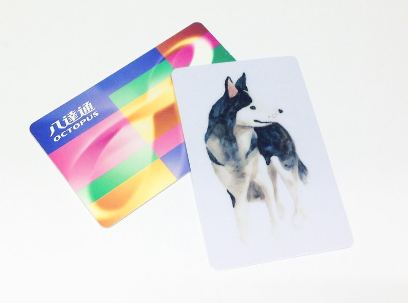 雪橇犬 小狗 交通卡貼 水彩 悠遊卡 八達通卡 - 護照套 - 塑膠 