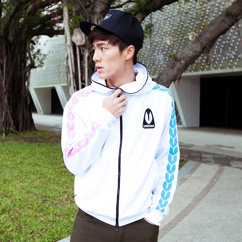 U-LINE Ribbon Hoodie - Blue Pink Line - Unisex Hoodies & T-Shirts - Other Materials White
