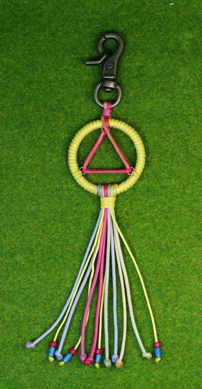 TVT /トライアングルドリームキャッチャーブロンズバックル - キーホルダー・キーケース - コットン・麻 イエロー