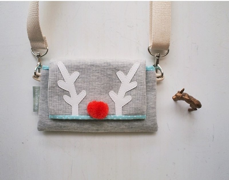 hairmo Big nose elk attached to the mobile phone bag / mobile power sets of side back section - gray - เคส/ซองมือถือ - กระดาษ สีเทา