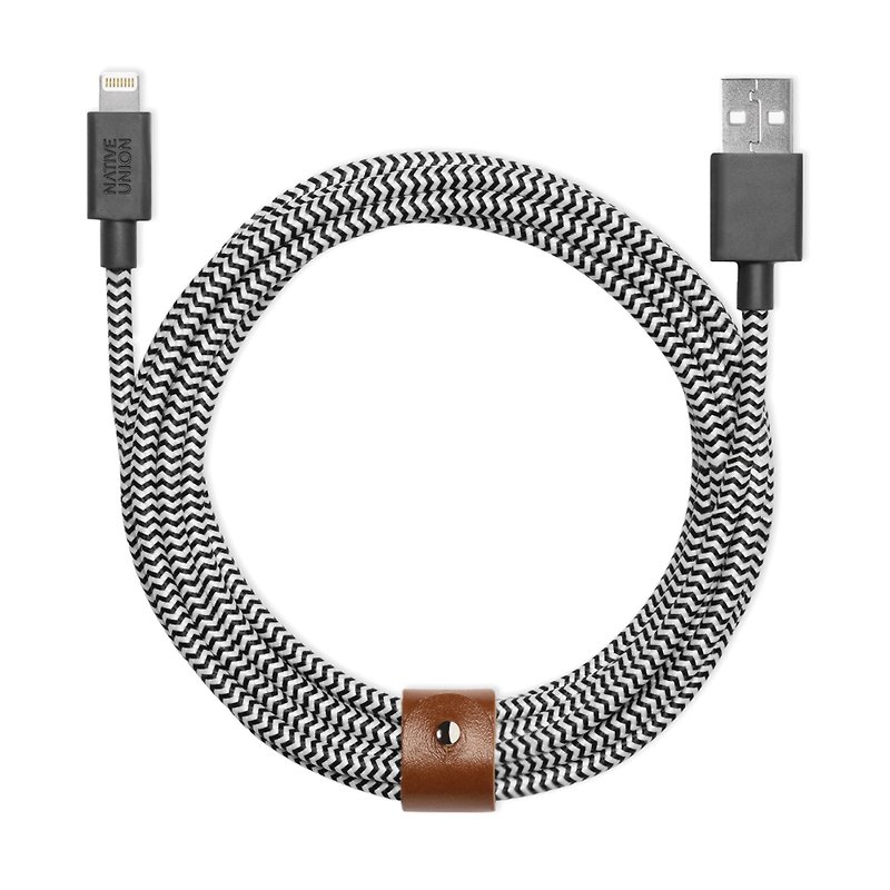 ネイティブユニオンBELTケーブルライトニング -  USBストレージ伝送線路300センチメートル革ゼブラ4897032107588 - 充電器・USBコード - その他の素材 ホワイト