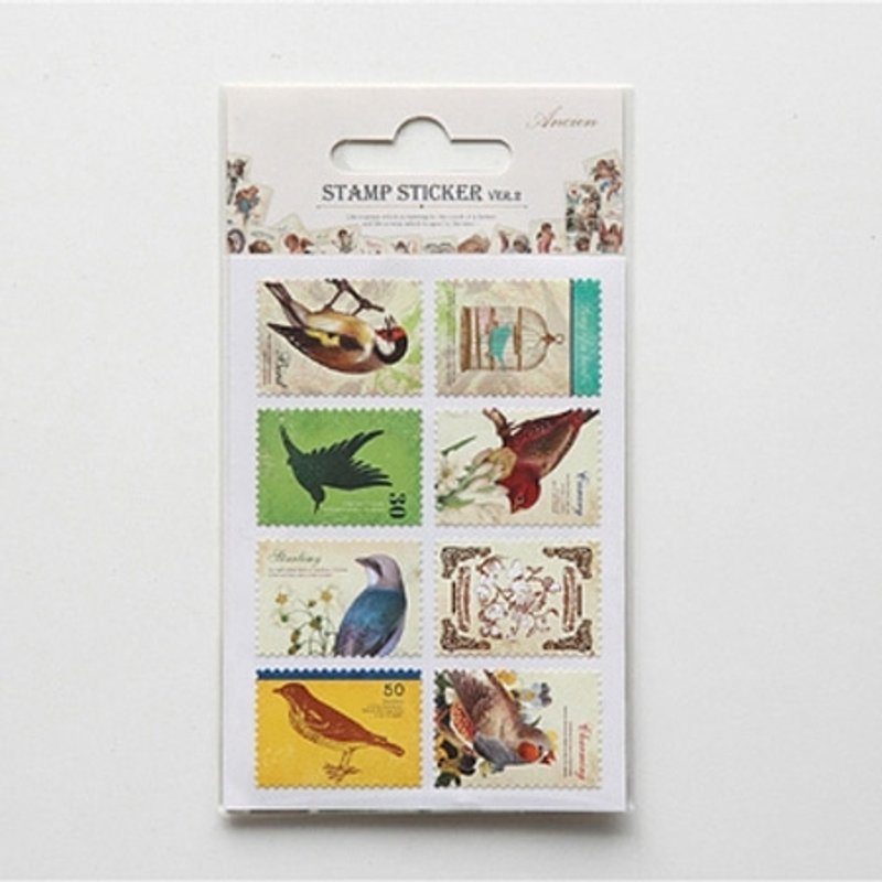 Ancien retro stamp stickers V2_02 Bird, E2D51264 - สติกเกอร์ - กระดาษ หลากหลายสี