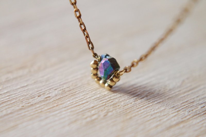 < ☞ HAND IN HAND ☜ > stones - guts Brass necklace (0630) - สร้อยคอ - เครื่องเพชรพลอย หลากหลายสี