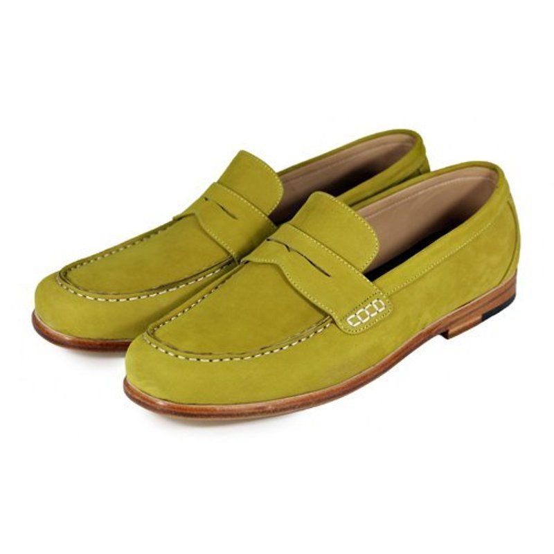Loafers Rose Angel M1108 Mustard suede penny - Men's Oxford Shoes - Genuine Leather Yellow