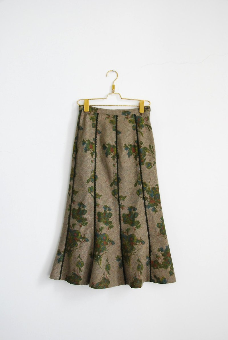 Printing vintage wool skirt - Skirts - Other Materials 