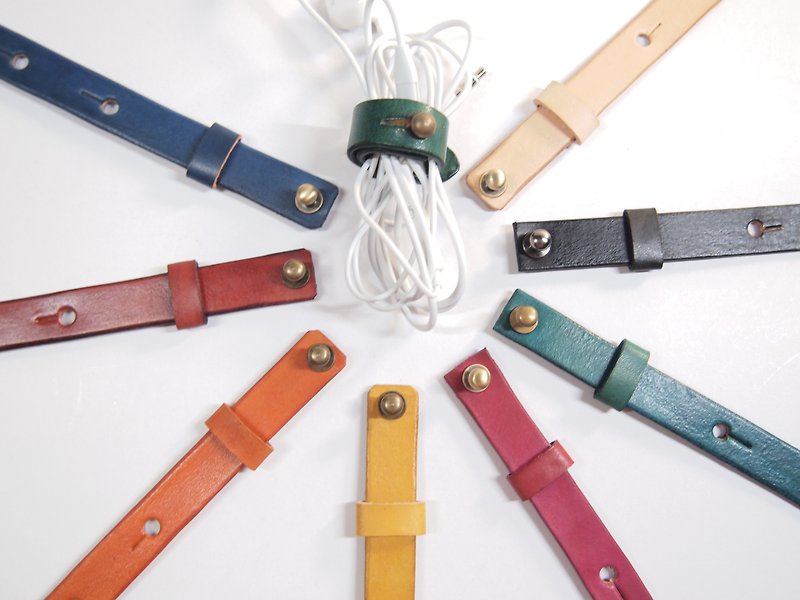 Handmade Genuine Leather cord holder - ที่เก็บสายไฟ/สายหูฟัง - หนังแท้ หลากหลายสี
