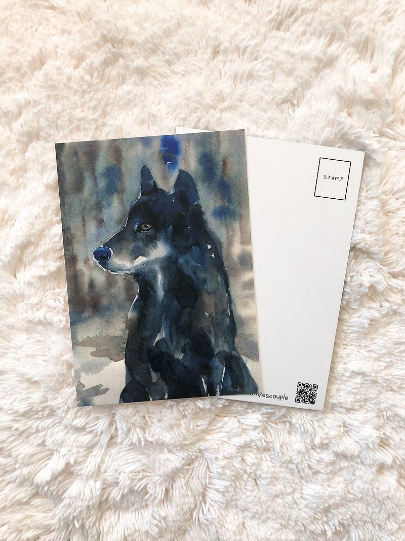 Animal Postcard Bird and Wolf - Cards & Postcards - Paper 