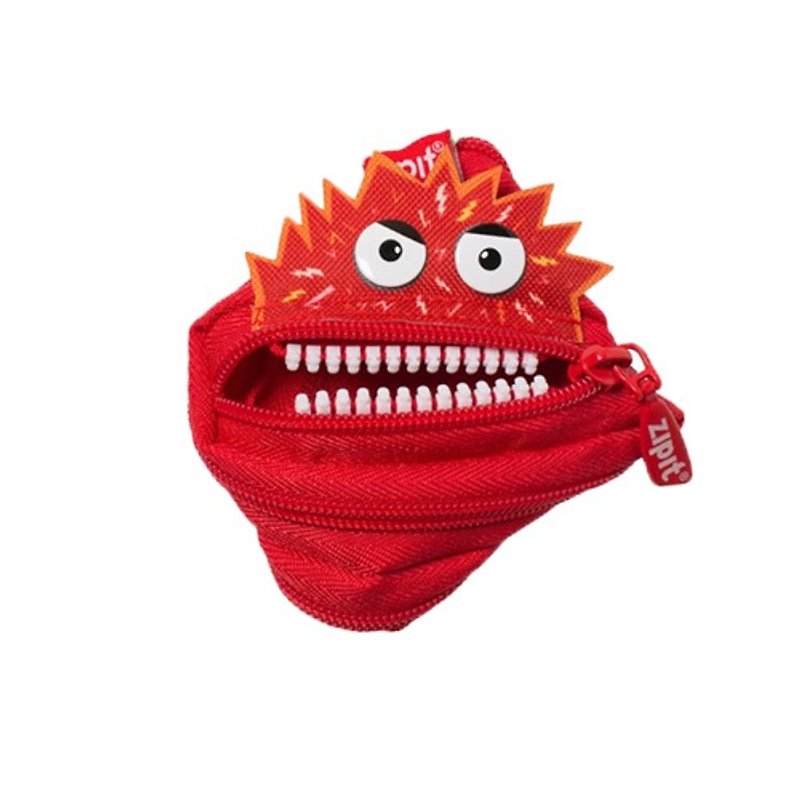 (5 fold out clear) – Zipit Talking Dialogue Monster Zipper Bag - (Small) Red - กระเป๋าใส่เหรียญ - วัสดุอื่นๆ สีแดง