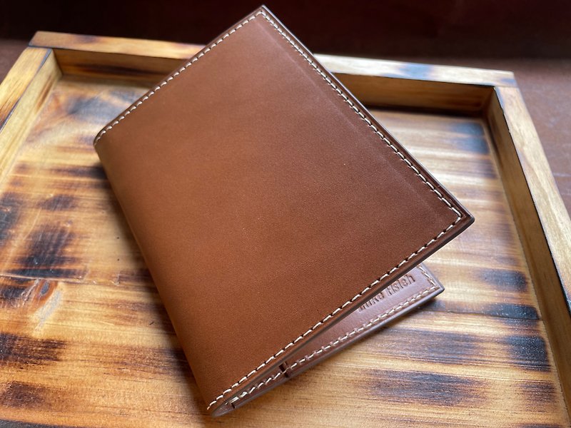 [VULCAN Passport Holder] Passport holder Italian thin Wax vegetable tanned leather can be purchased with embossing - Passport Holders & Cases - Genuine Leather Black