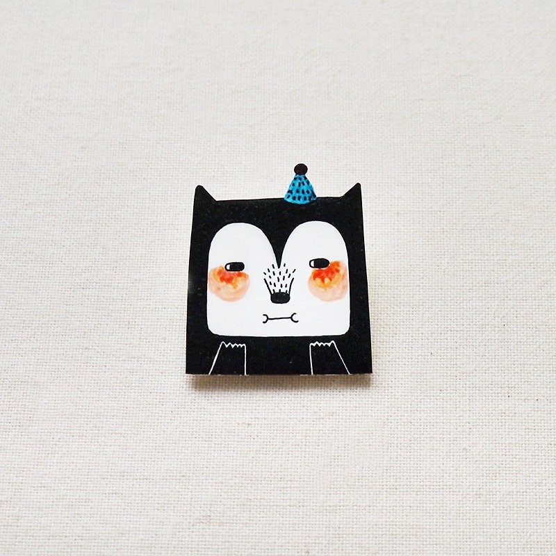 Chocolate The Party Cat - Handmade Shrink Plastic Brooch or Magnet - Wearable Art - Made to Order - Brooches - Plastic Black