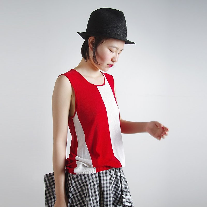 Thin red and white vest - imakokoni - Women's Vests - Other Materials Red