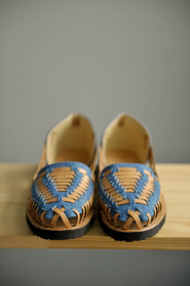 Ix Style Woven Leather Huarache Sandal in Denim 手工編織涼鞋 - 單寧色 US 8 - 涼鞋 - 真皮 藍色