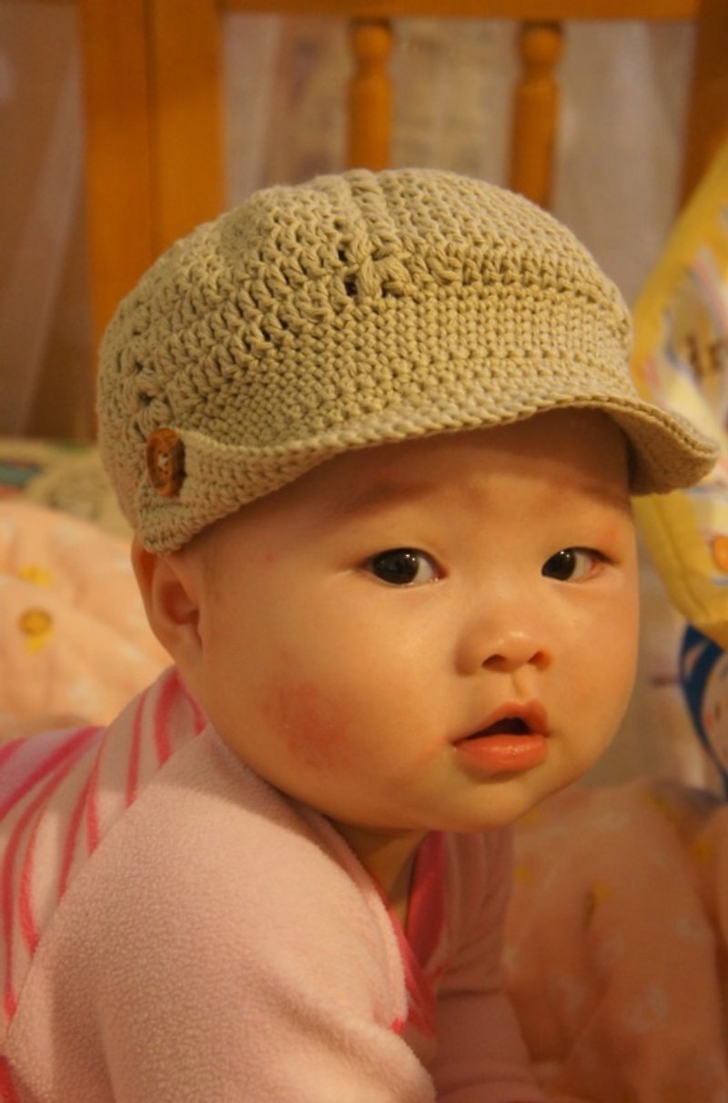 Organic cotton braided handsome and stylish baby boy reported bonnet (Japanese organic cotton knit) ~ - ผ้ากันเปื้อน - วัสดุอื่นๆ 
