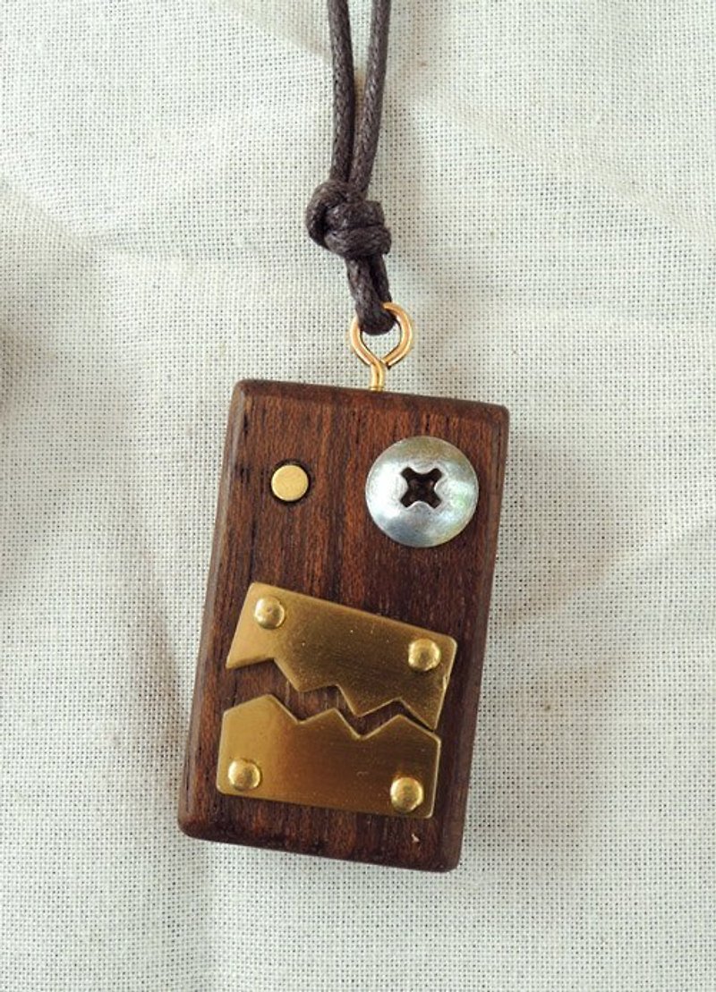 Wood necklace robot laugh at you - - Necklaces - Wood Brown