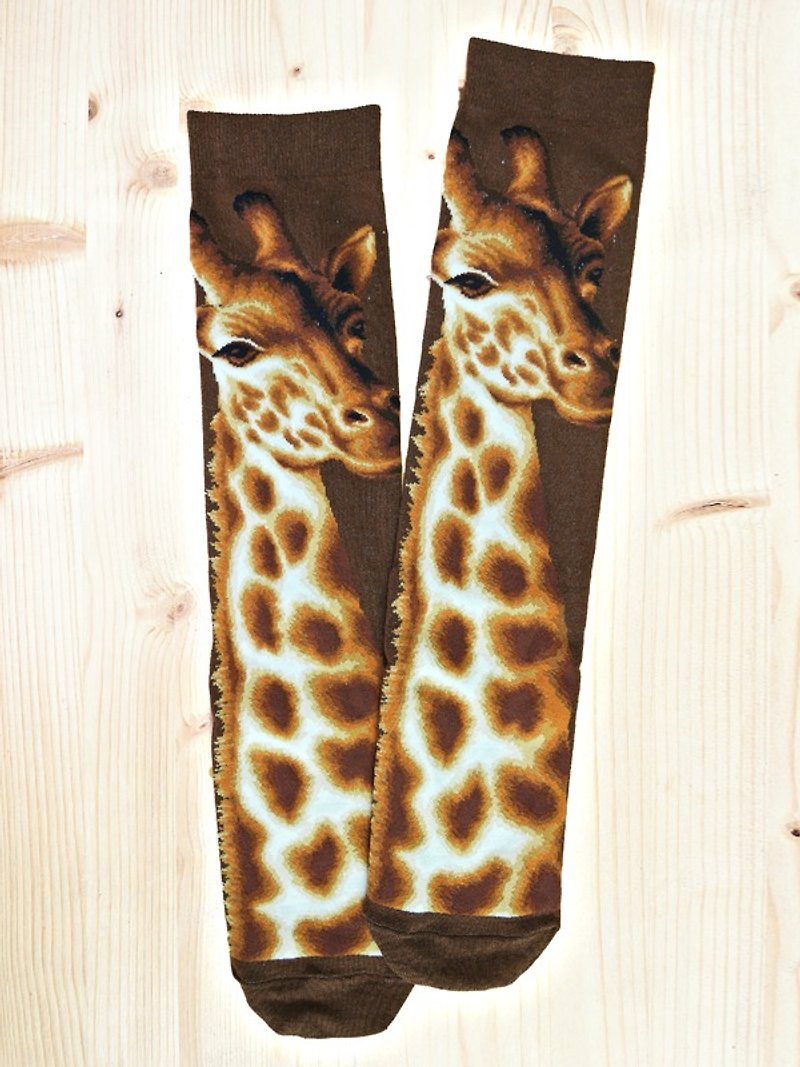 JHJ Design Canadian Brand High Color Knitted Cotton Socks Giraffe Socks Kirin Deer - ถุงเท้า - วัสดุอื่นๆ 