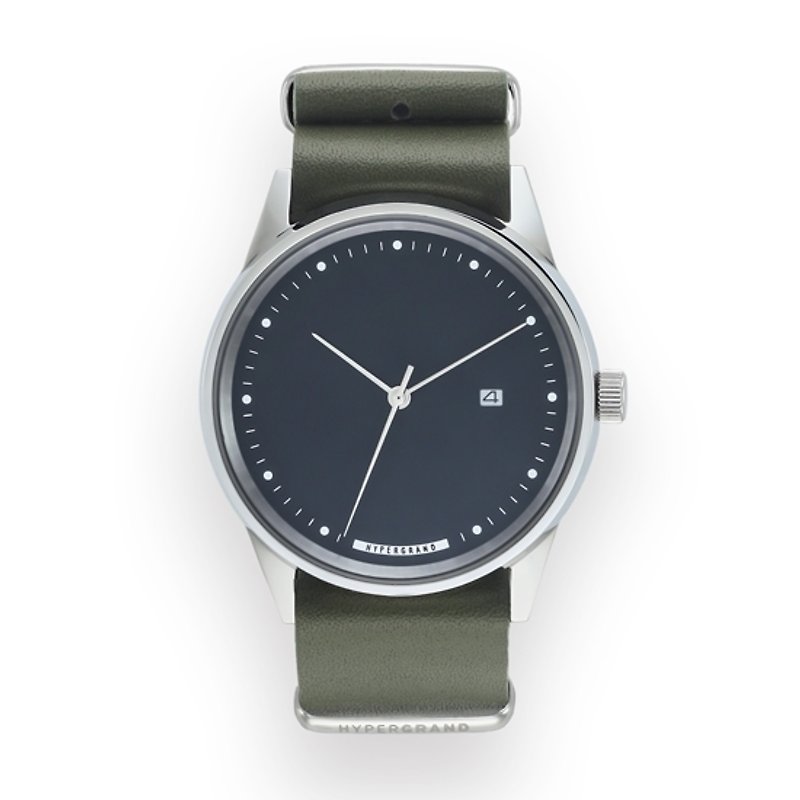 วัสดุอื่นๆ นาฬิกาผู้หญิง สีเขียว - HYPERGRAND - MAVERICK OXLEY GREEN LEATHER / Cold Steel Series - gin green leather watch (polished silver)