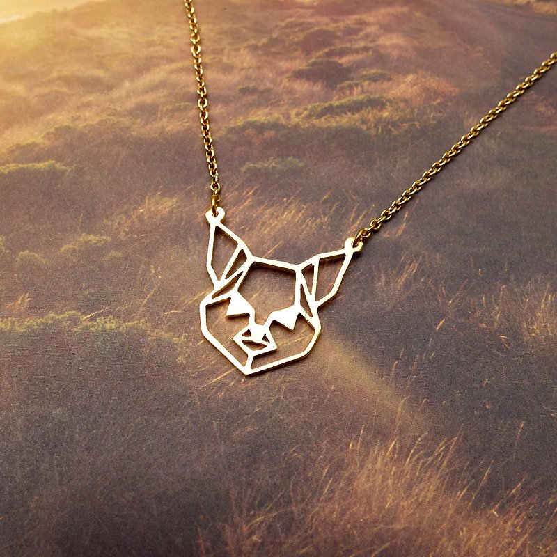 チワワ、犬の顔のネックレス、幾何学的なネックレス、犬の恋人へのギフト - ネックレス - 銅・真鍮 ゴールド