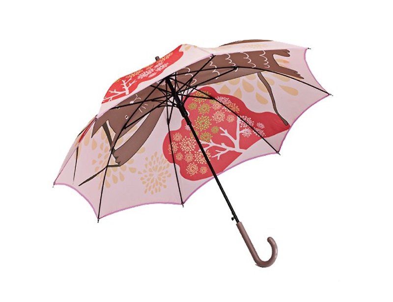 Puputraga's art / wind Lucky Cat Japanese style good start printing straight bone automatic umbrella closed - Umbrellas & Rain Gear - Waterproof Material Pink