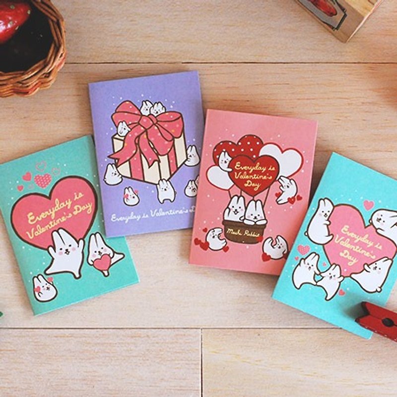 Mori Shu mochi rabbit love love universal card (four entries) - Cards & Postcards - Paper Multicolor