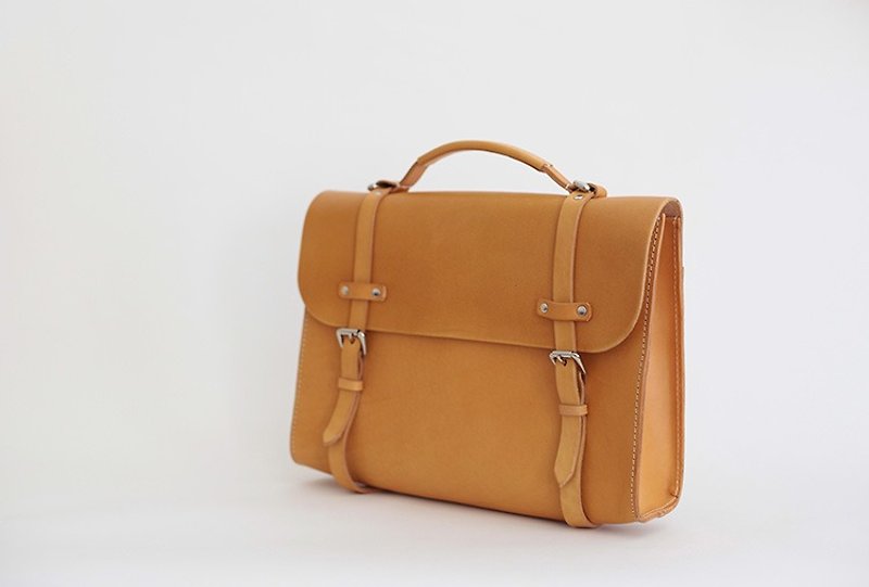 joydivision vintage double with vegetable-tanned leather retro package mailman male Oxford, England (female) bag brown - กระเป๋าแมสเซนเจอร์ - หนังแท้ สีนำ้ตาล