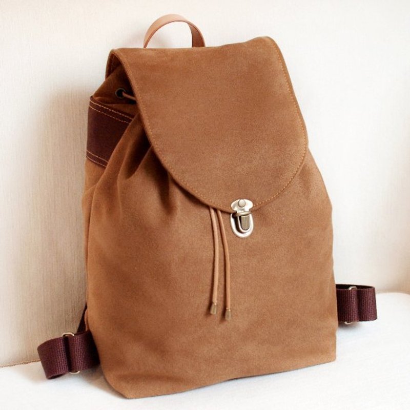 麂皮布後背包-深駝 - Backpacks - Other Materials Brown