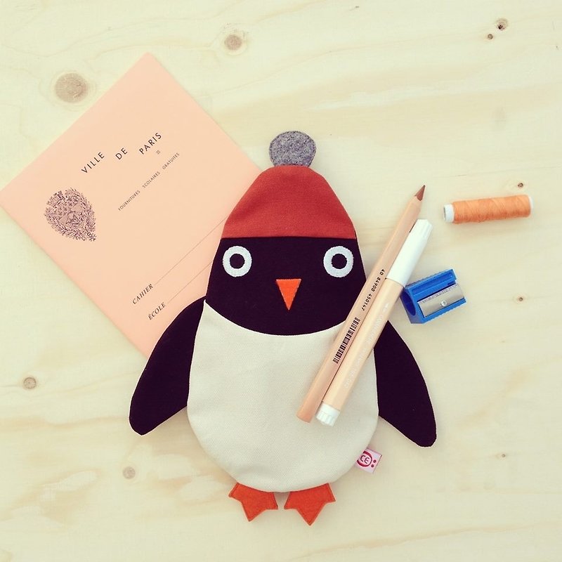 Netherlands esthex 100% hand-sewn cotton-purpose storage bag / Pencil (penguin | whale | hedgehog) - Pencil Cases - Cotton & Hemp Red