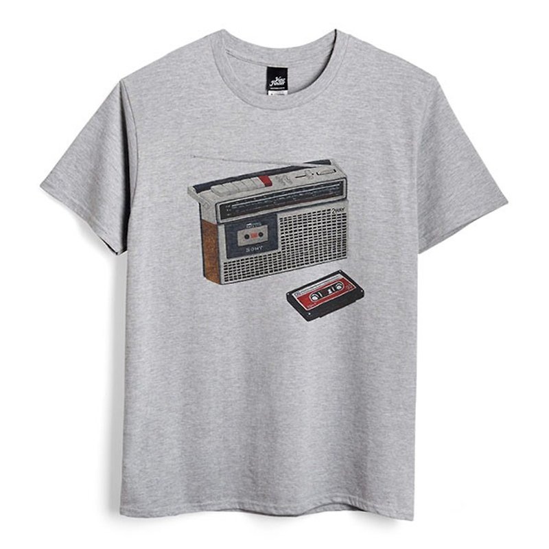卡式收錄音機 - 深麻灰 - 中性版T恤 - 男 T 恤 - 棉．麻 灰色
